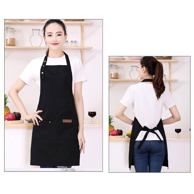 Oil Resistant Kitchen Apron With Triple Adjustable Button Easy Clean Waterproof Polyester