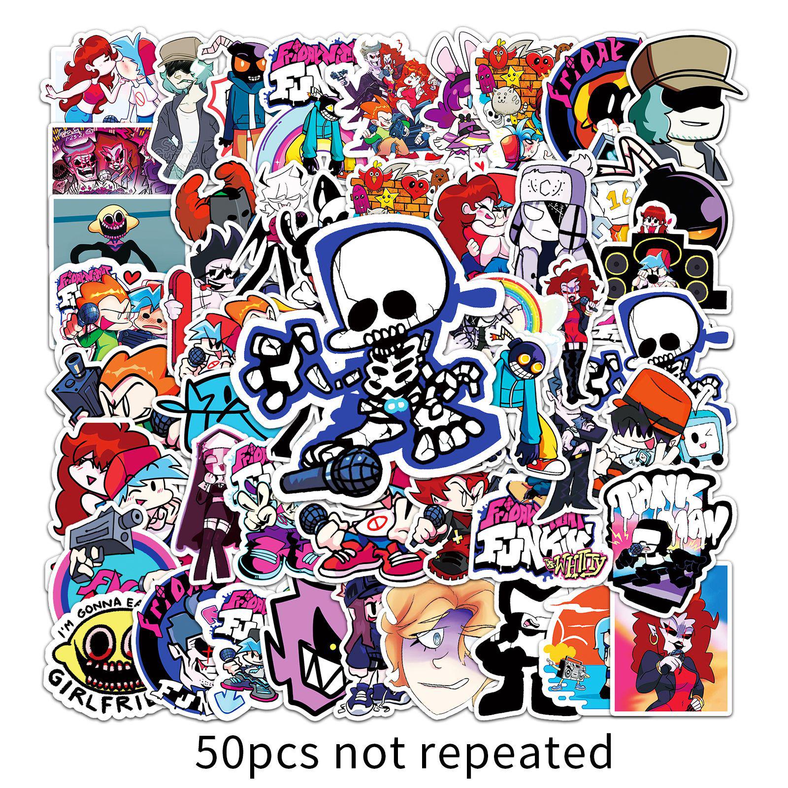 50pcs Creative Trendy Waterproof Cartoon Stickers for Suitcase, Skateboard, Computer, Tablet.