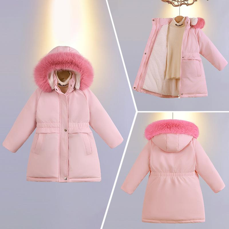 Children's Fashionable Cotton-padded Clothes with Fleece and Thickened Cotton-padded Jackets, Girls' Casual Down Cotton-padded Clothes