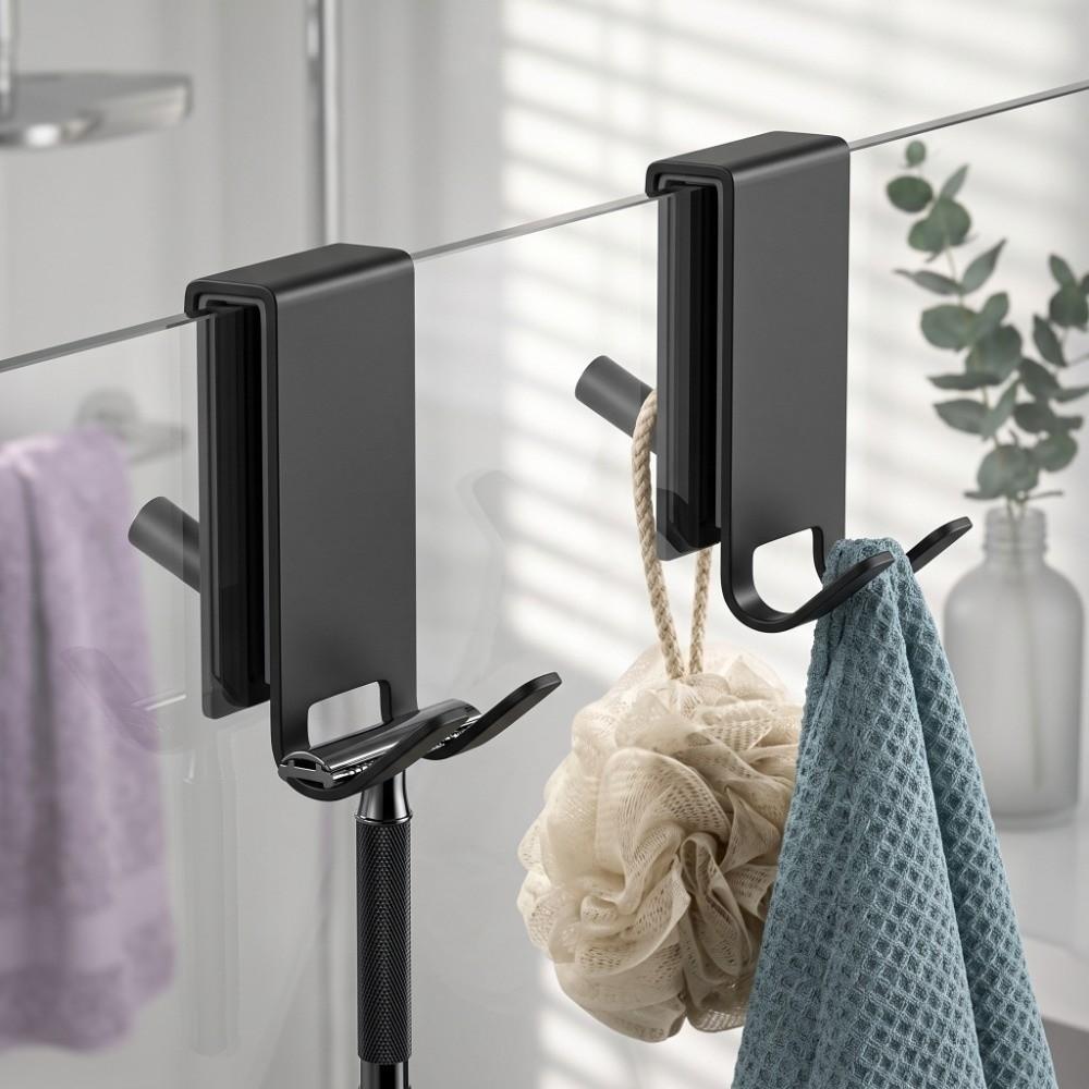 Stainless Steel Shower Door Hook Heavy Duty No Drill Door Mount Hook Sturdy Rustproof Bathroom Organizer Hook Towel Hanging