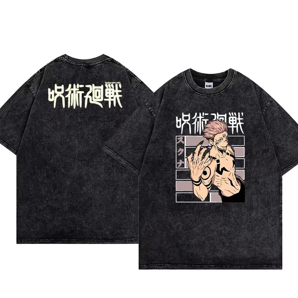 Jujutsu Kaisen Sommervasket Vintage T-skjorte Satoru Gojo Ryomen Sukuna Kortermet Anime Herre og Dame Topper