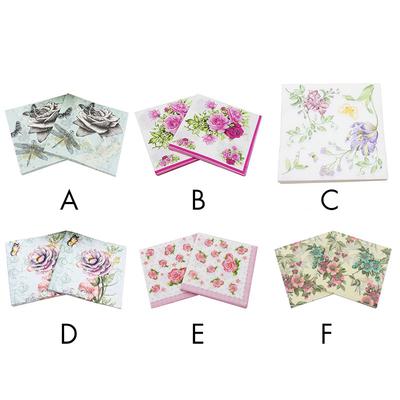 Printed Flower Paper Napkins For Wedding & Party Decoration Tissue Fabric Decoupage Napkin