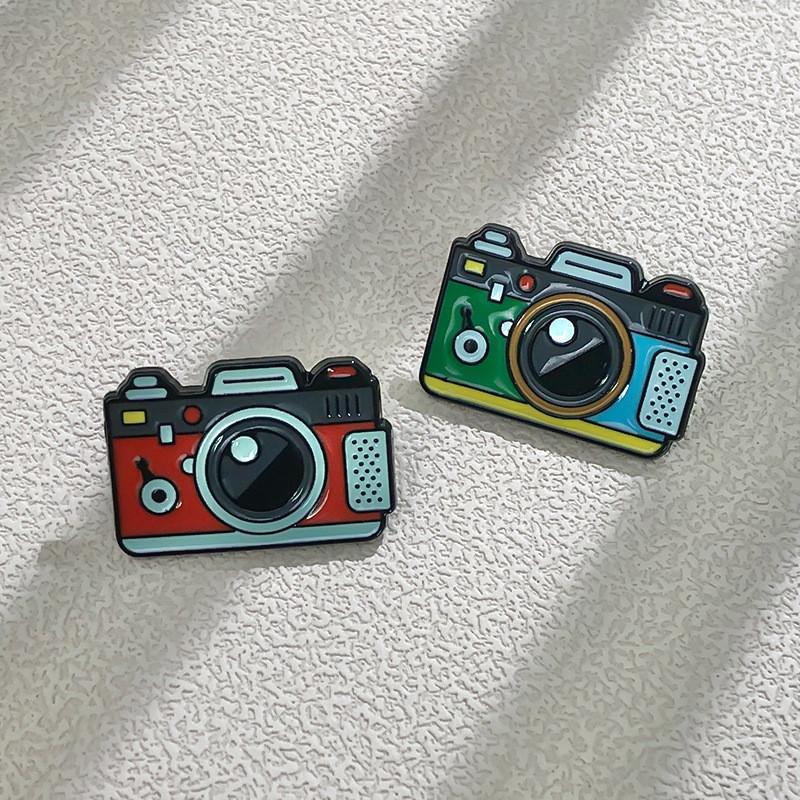 Creative Geometric Camera Style Enamel Brooch For Customizable Fashion Statement
