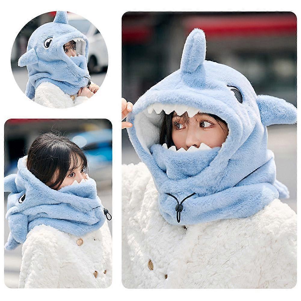 Shark Plush Warm Ear Protection Caps Winter Full Face Mask Hat Head Neck Cover