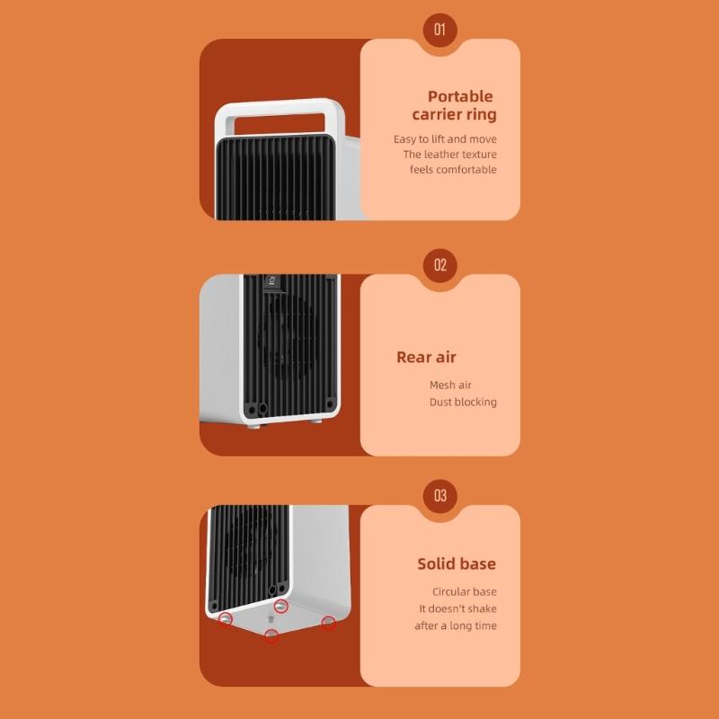 Tragbarer 110V 900W PTC Elektrischer Heizlüfter mit Automatischer Temperaturregelung Schreibtisch Mini-Ventilator Schlafzimmerheizung Schnelle Heizung