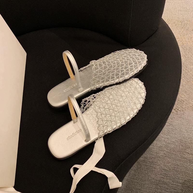 Haar, Sommernacht~ modische hohle Tasche Kopf mit Strand flachem Boden Halbschuhe Frau