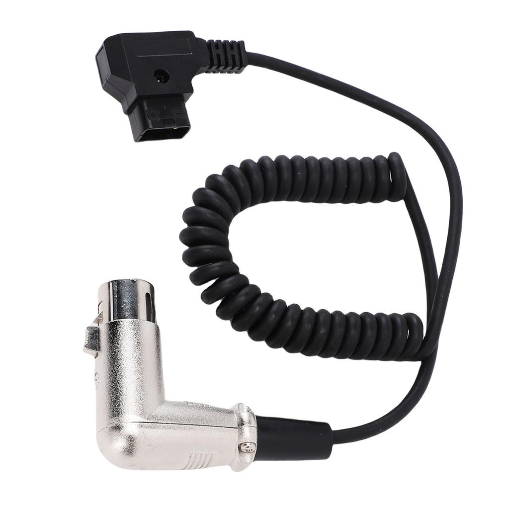 XLR Right Angle Power Coiled Cable D Tap B Male To 4 Pin for DSLR Camcorder Camera