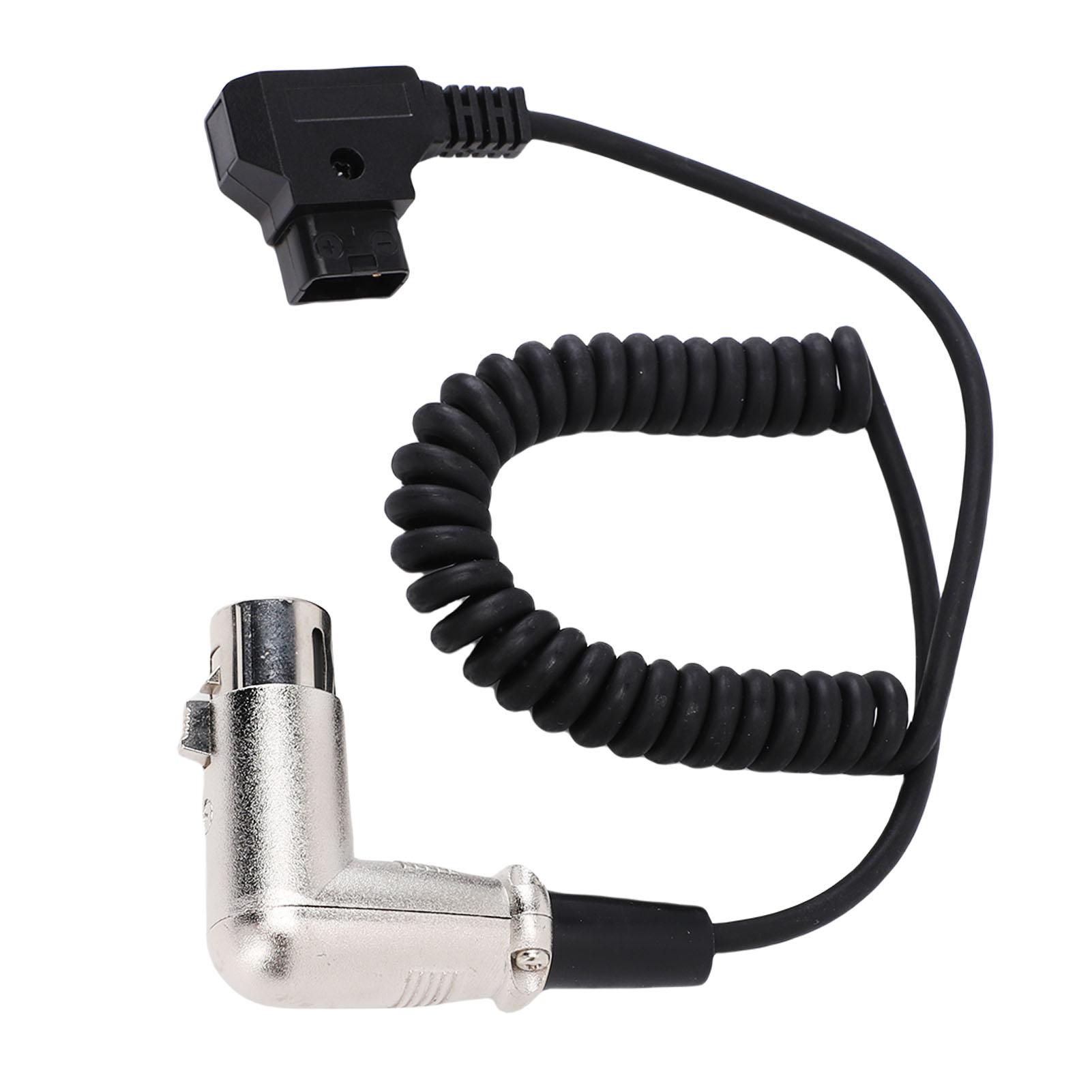 

XLR Right Angle Power Coiled Cable D Tap B Male to 4 Pin for DSLR Camcorder Camera