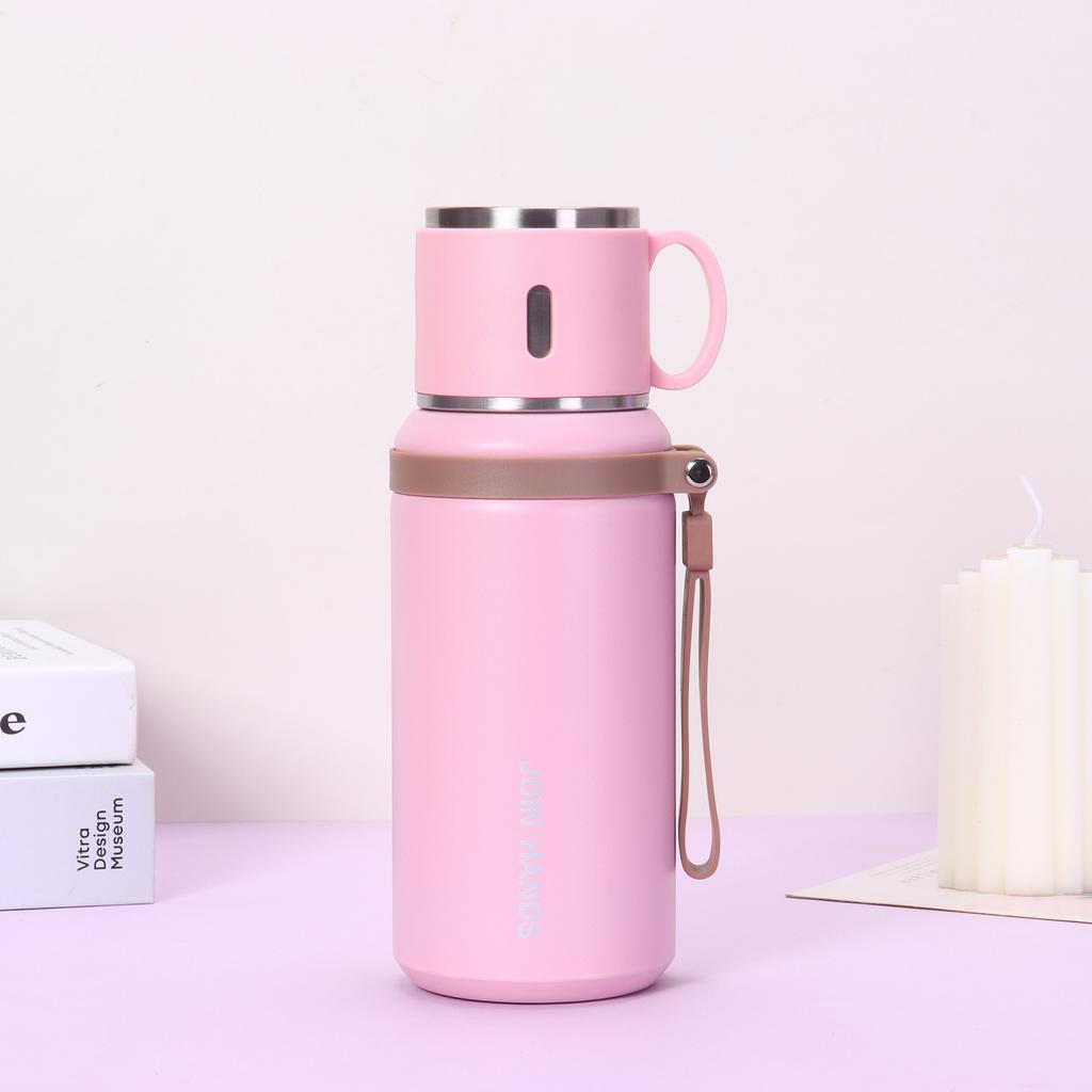 Neue 316 Edelstahl Sportflasche für draußen mit Seil Auto Wasserkrug Doppeldeckel Große Kapazität Thermoskanne