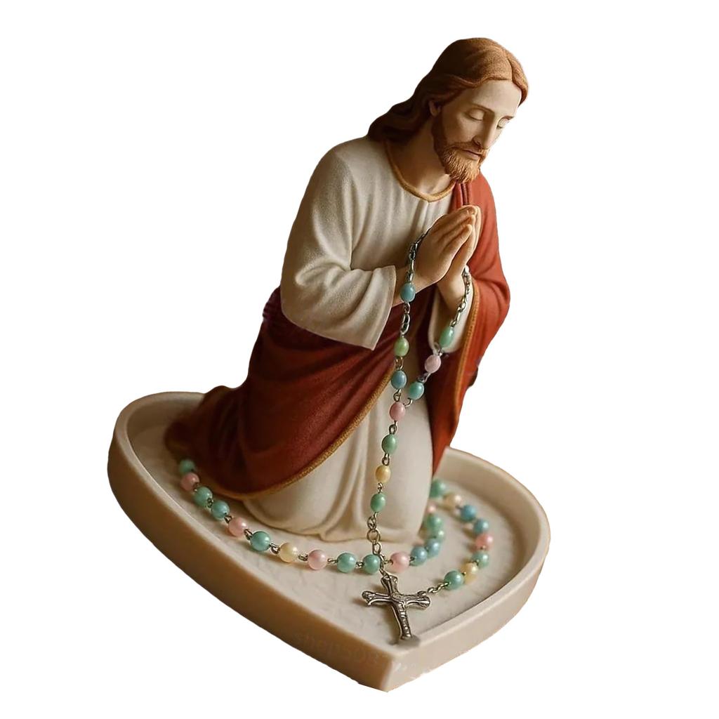 Elegant Holy Mother Father Statue Rosary Holder Tray Resins Prayer Box For Catholic Home Altar And Spiritual Decors