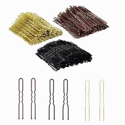Einfache U-förmige goldbraun plattierte Metallhaarnadel unsichtbare Haarstyling-Haarklammer Salon-Haaraccessoires sicherer Haarhalt für Dutt