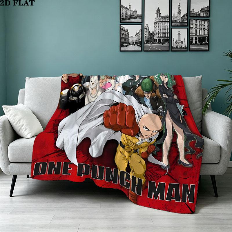 1PC Onepunch Man Patterned Flannel Blanket Suitable For All Seasons For Home Decor Warmth And Comfort Gifts Holiday Present