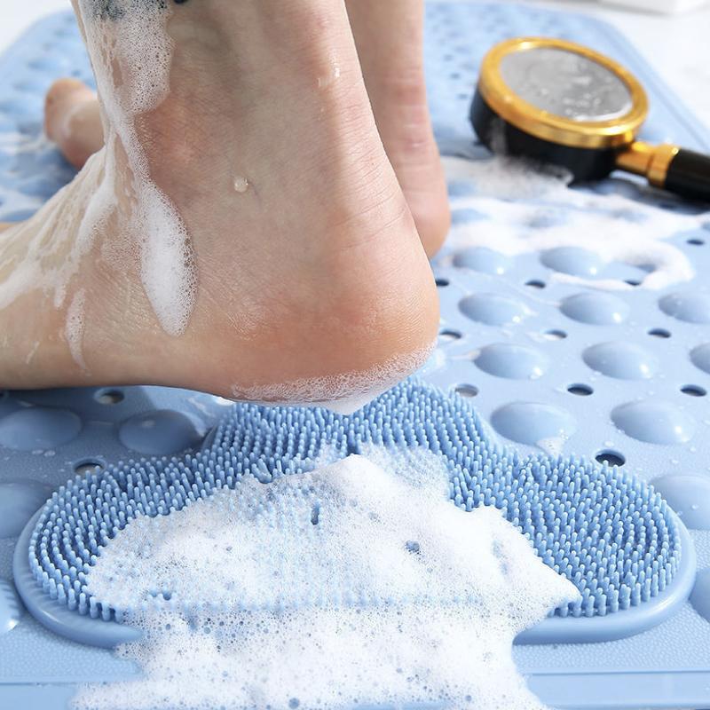 1pc PVC Non-slip Shower Mat with Suction Cups & Drain Holes, Massage Shower Rug Bathroom Mat Bathtub Mat Bath Rugs