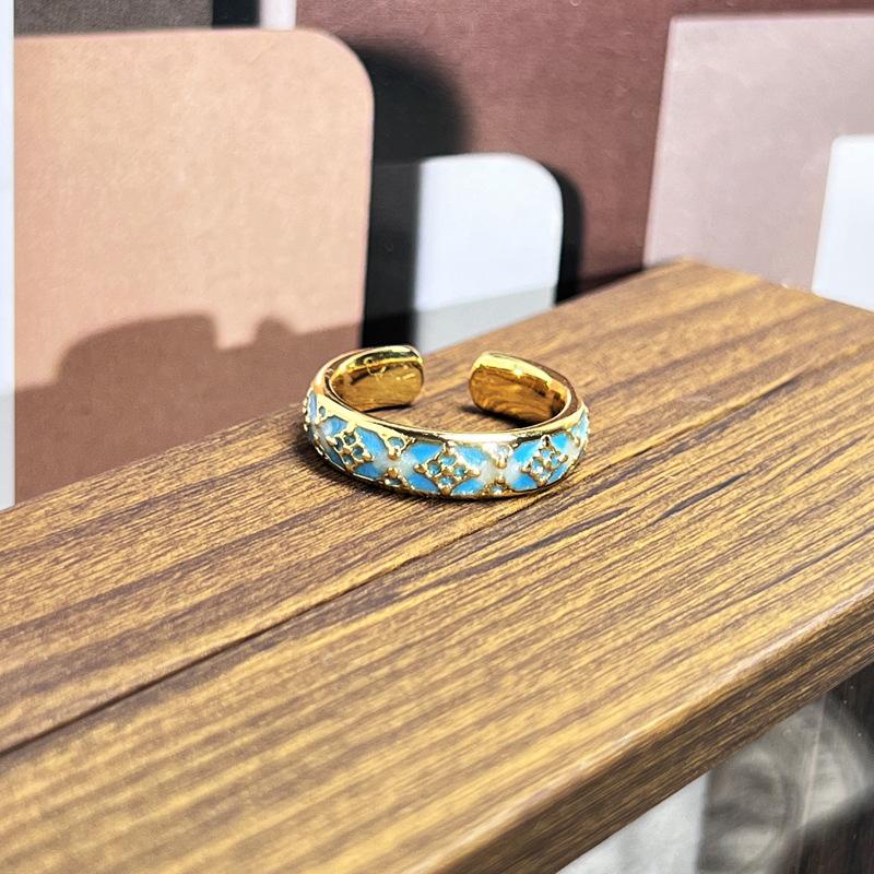 2026 Sweet and Cool Colorful Drip Glaze Temperament Court Style Retro Ring Female Flower Niche Ring