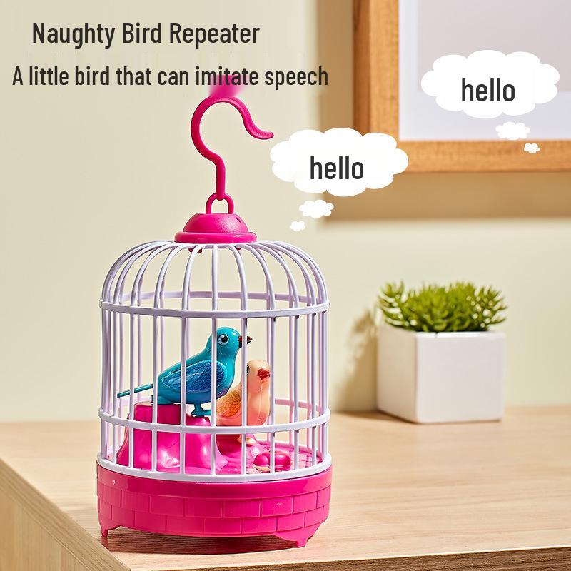 Voice-Controlled Talking Bird Toy with Simulated Birdcage, Repeats & Aids Speech for Kids Aged 1-3
