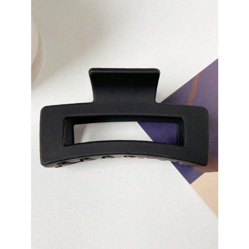 1pc Women Rectangle Hair Clips, Solid Black Hollow Matte Hair Claws, Fashion Elegant Casual Hair Accessories
