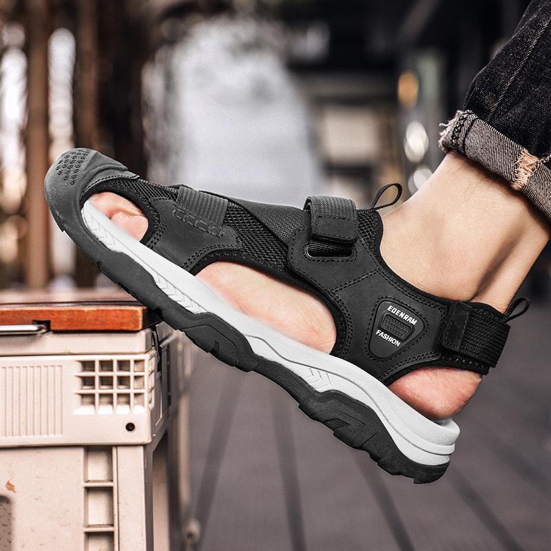Hot Sale Summer Men's Sandals Outdoor Non-slip Men's Beach Sandals Handmade 2024 New Leather Men's Shoes Fashion Men Sneakers