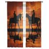 Western Cowboy Sunset Character Silhouette Tulle Curtains For Living Room Decoration Modern Chiffon Sheer Voile Kitchen Curtain