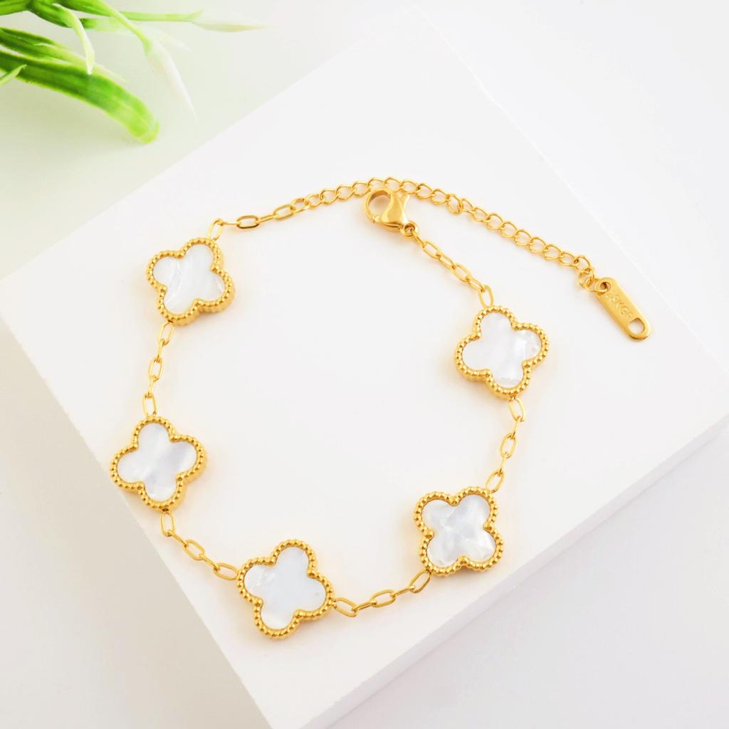 High-end Fashion Titanium Steel Double-sided Four-leaf Clover Bracelet for Women Elegant Style Bracelet