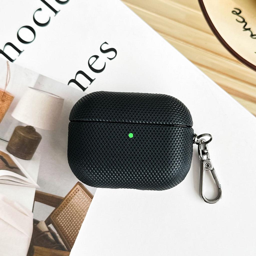 PU Leather Diamond Rhombus Pattern Earphone Case for AirPods Pro 3 & Airpods 4 ANC 3 2 1 Business Solid Color Protective Sleeve