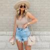 Sommer Tasche Zipper Button Denim Casual Slim Distressed Denim Shorts Hosen Mode Hohe Taille Breite Bein Shorts Pantalones 25654