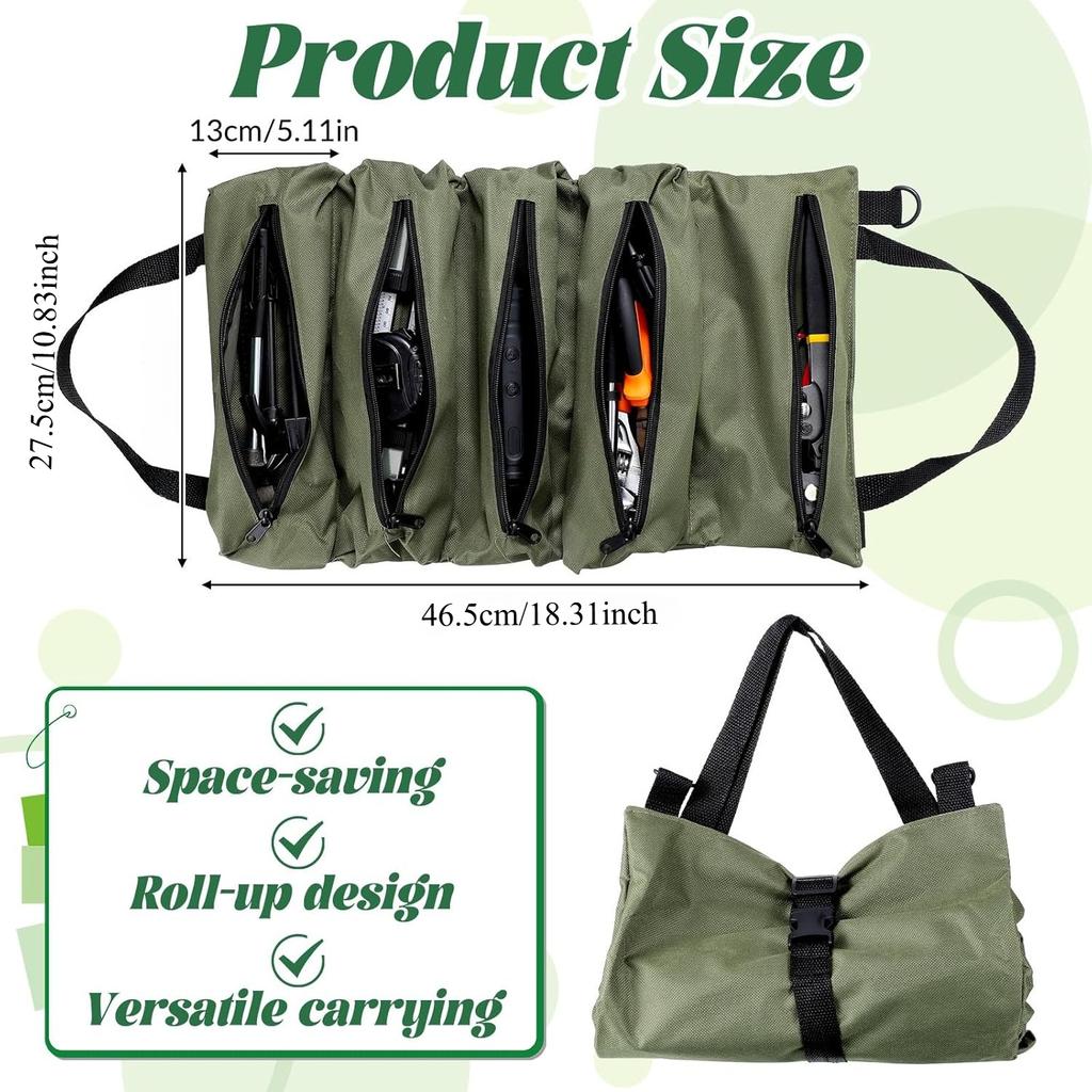 1pc Heavy-Duty Roll-Up Tool Bag for Professionals, Multi-Pocket Oxford Fabric Organizer for Mechanics, Electricians, Plumbers