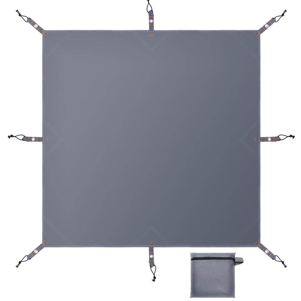 DANOFY Waterproof Ground Tent Sheet Thick 210D 3000mm Water with Storage Ideal for Outdoor and Gray Sheet, 240x240cm, - Fabric, Resistance,