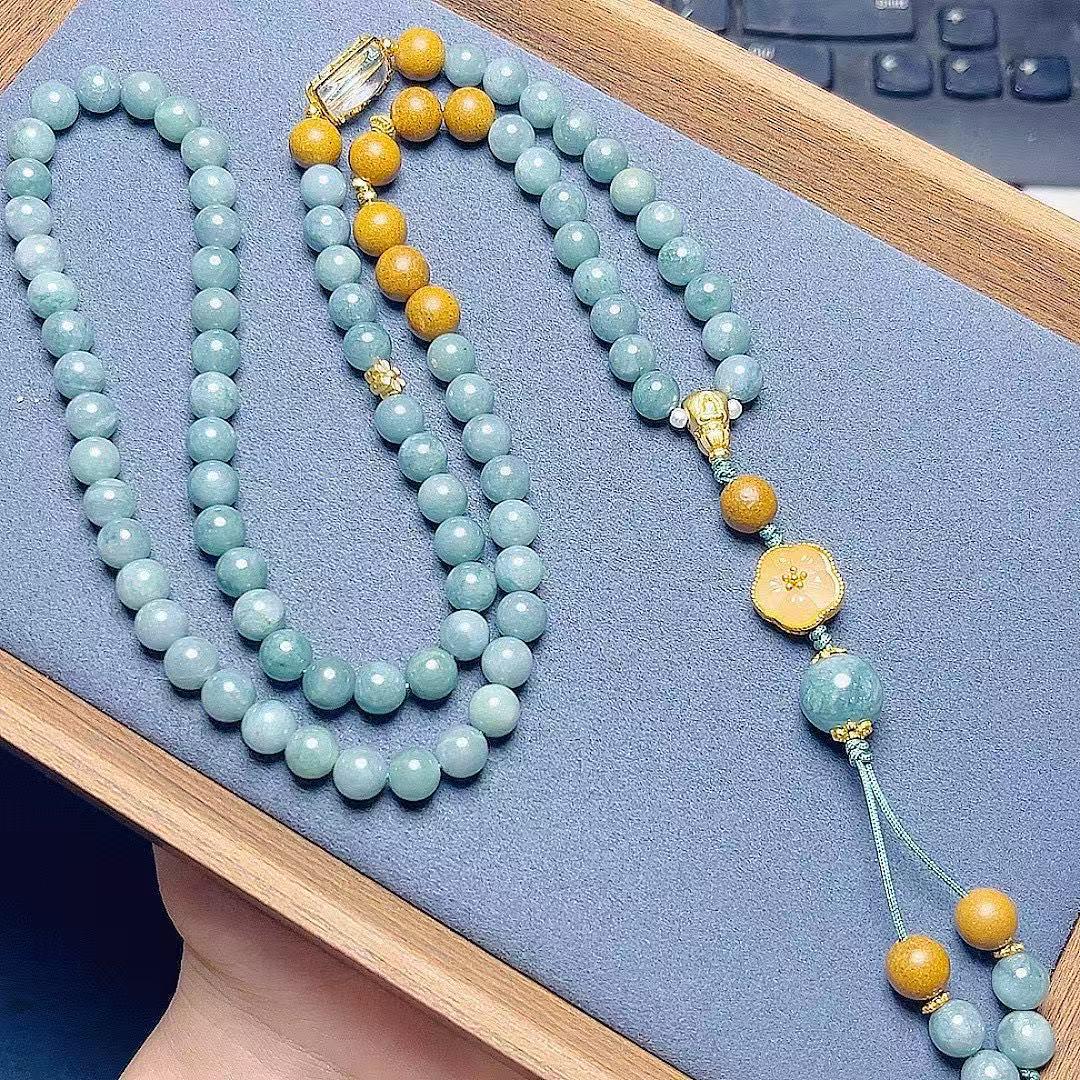 Цепочка для свитера из голубого нефрита - Универсальное, Модное, Унисекс ожерелье нефритовый