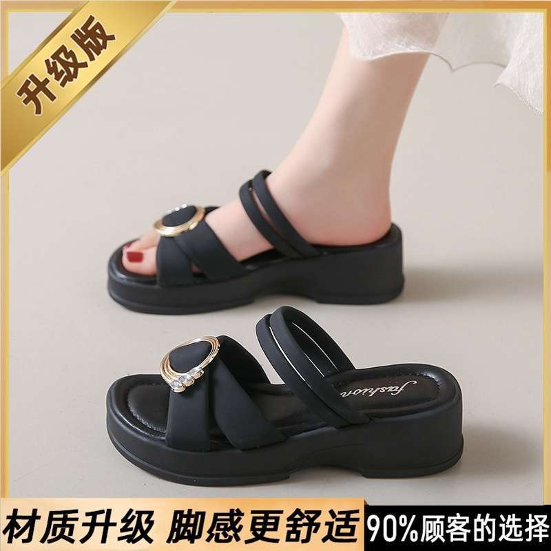 Fairy Style with Skirt Platform Roman Sandals Female 2025 Summer New Fashion Two Wear Maternity Cool Slippers Female