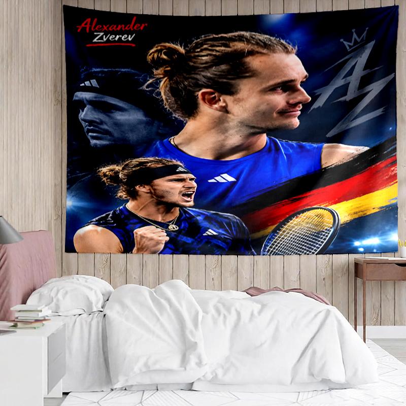 Zverev Print Tapestry, Backdrop, Easy Setup, Ideal for Bedroom, Office & Living Room, with Aesthetic Wall Hanging Decor.