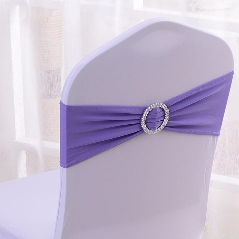 Wedding Decoration Birthday Party Chair Cover Elastic Hoop Bow Tie Elastic Fabric with Circular Buckle Suitable for All Banquet Chairs in The Hotel