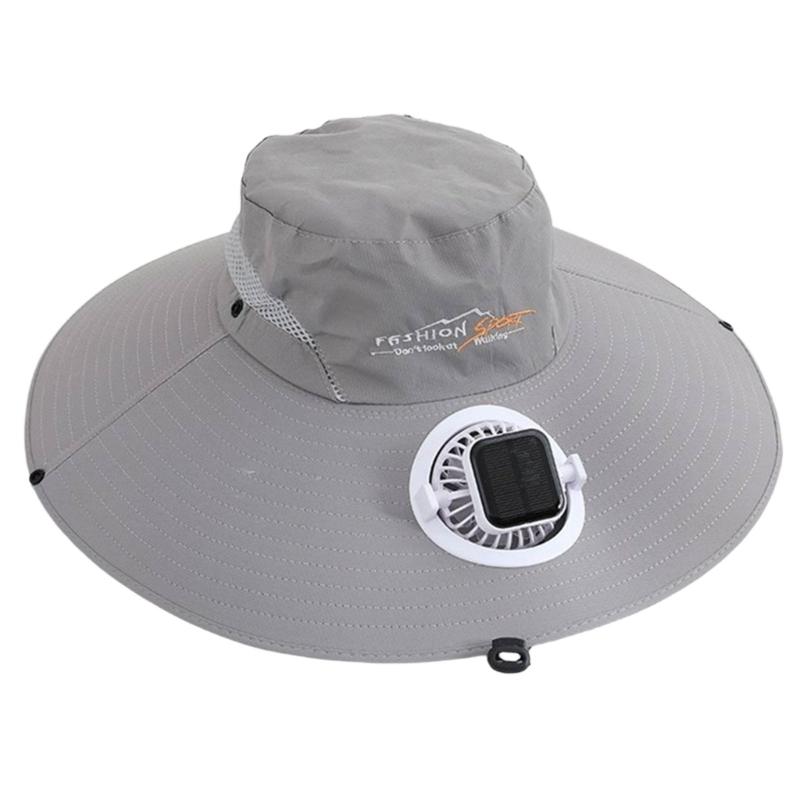 Adjustable Solar Charged Ventilation Cap With Large Brims Rechargeable Solar Fan Hat For Hiking Fishing Gardening