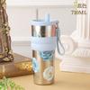 New high-end accompanying coffee cup pure titanium thermos cup girls cup large capacity car portable straw cup