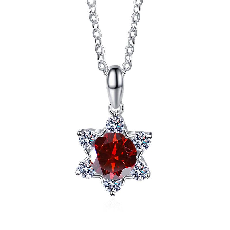 Bague Ringen 100% 925 Silver Fine Necklace 1 Carat Moissanite Classic Snowflake Pendant For Women Wedding Fashion Jewelry Gifts