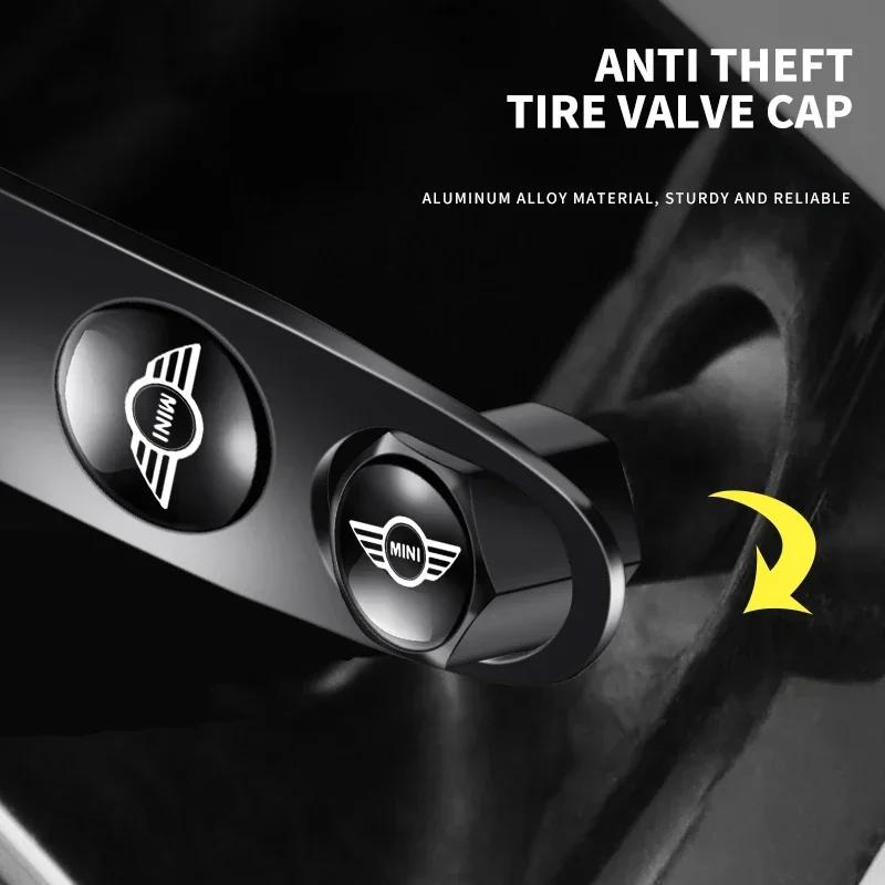 Car Wheel Tire Valve Stems Cap With Keychain Keyring Badge For MINI One Cooper JCW Countryman Clubman Cabrio Paceman Coupe njbwy33