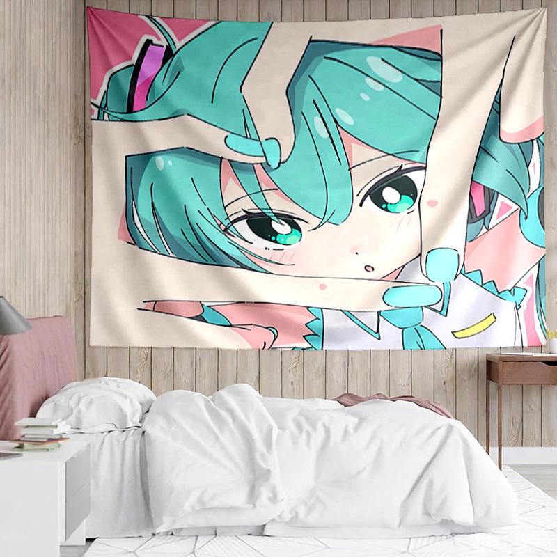 Hatsune Miku Tapestry for Bedroom Aesthetic Classroom Tapestries Wall Hanging for Living Room Dorm Office,Ideal Creative Gift
