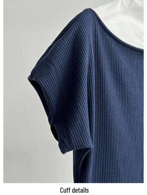 LUXI Asymmetrical One-Shoulder Waffle Knit Top - Summer Slim Fit for Women