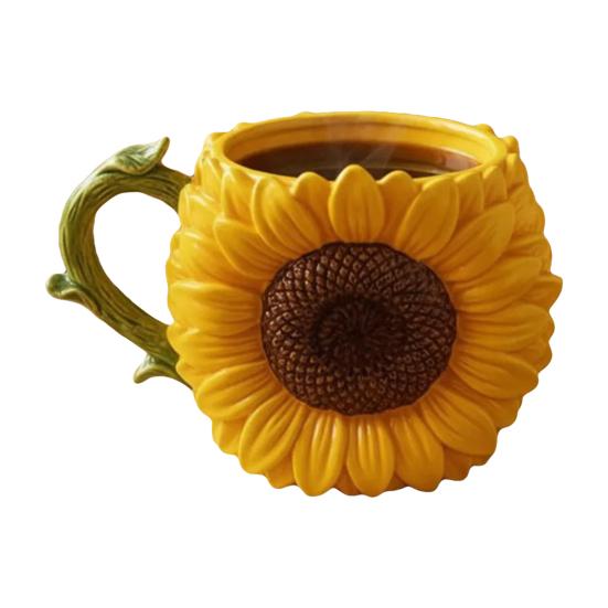 Bloemen Koffiemok met Handvat Hittebestendig Grote Capaciteit Bloemvormig Thee Melk Water Drinkbeker Decoratie Bloemenliefhebber Cadeau