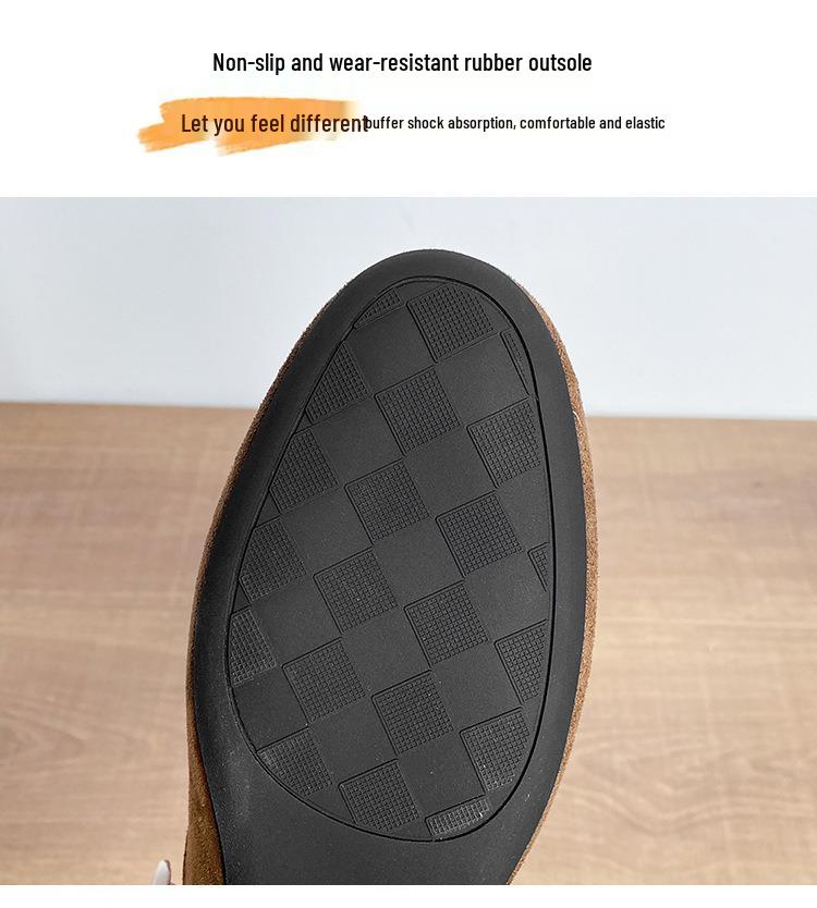 2025 Vintage Western Slouchy Suede Boots: Women's Round Toe Hidden Heel Riding & Cowboy Style for Autumn/Winter