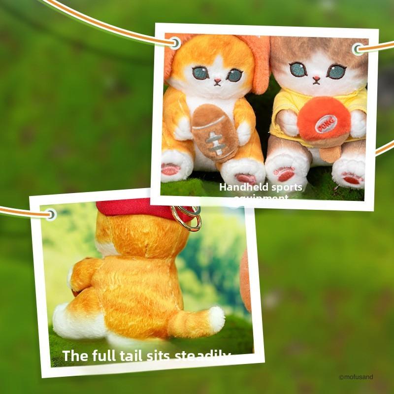 Baseball Mofusand Rugby Swimming Badminton Cat Plush Keychain Bag Gift Pendant