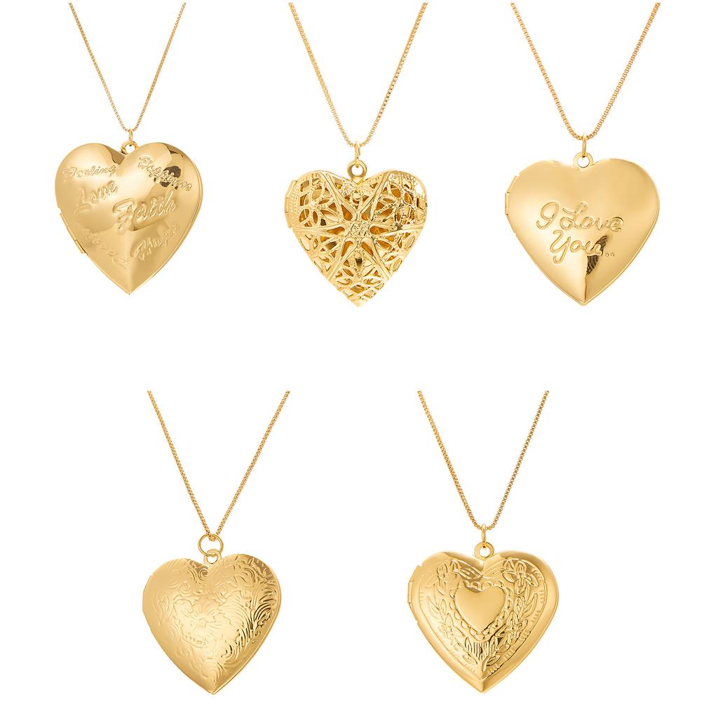 Elegant Silver Plated Love Heart Photo Locket Necklace Customizable Adjustable Length Unique Carve Flower Pattern