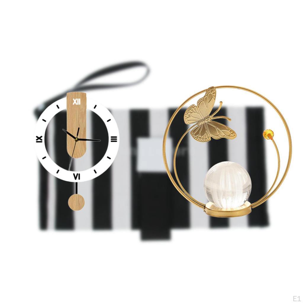 Large Roman Numerals Silent Wall Clock Acrylic Ornament Metal Figurine Statue Stand for Home