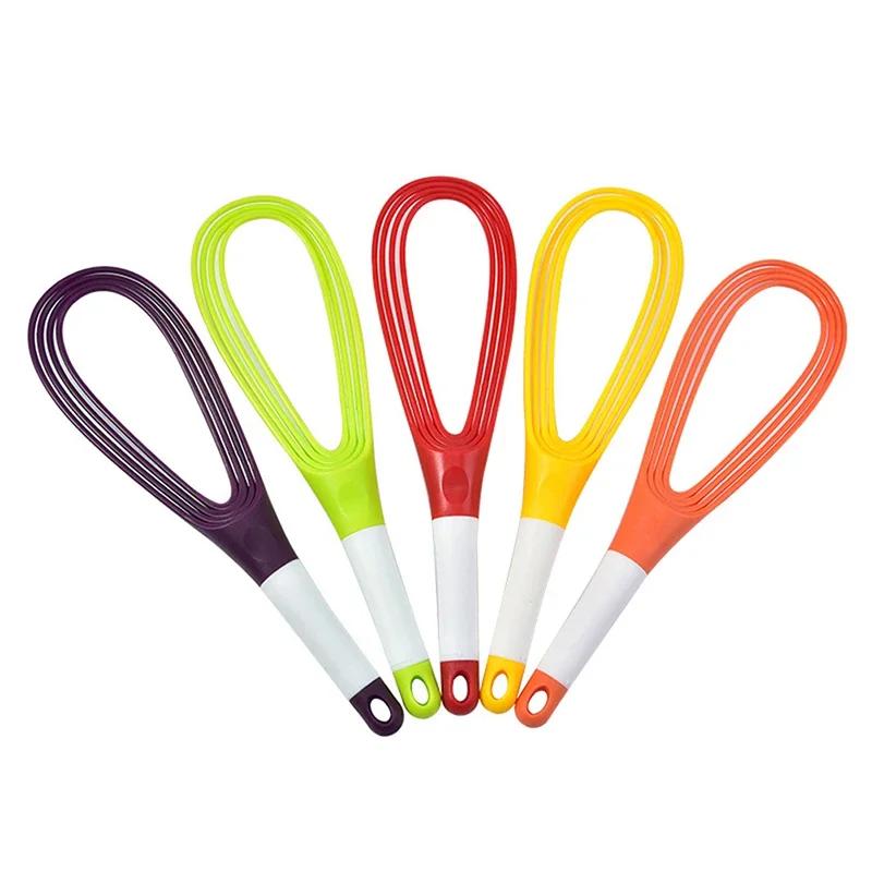 1PC Kitchen Gadget Multifunction Rotatable Balloon and Flat Whisk Egg Beater Plastic Hand Knead Dough Blender Egg Mixer Tools