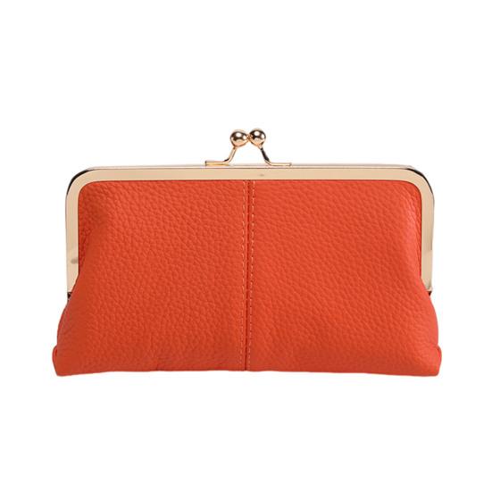 

Женский клатч-кошелек, винтажный клатч с замком-поцелуем, дорожный кошелек из натуральной кожи с отделениями для нескольких карт, держатель для карт для свиданий, вечеринок, шопинга оранжевый