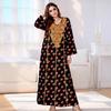 Women's Clothing Loose Women's Long Dress Fashion Printing Big Pendulum V-neck Long-sleeved Dress A-shaped Skirt