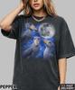 Drei Schuhschnabel 90er Jahre Grafikstil T-Shirt,Exotischer Vogel Shirt,Storch Mond Tee,Prähistorischer Vogel Geschenk,Wildtier Natur Geschenk,Storch Liebhaber