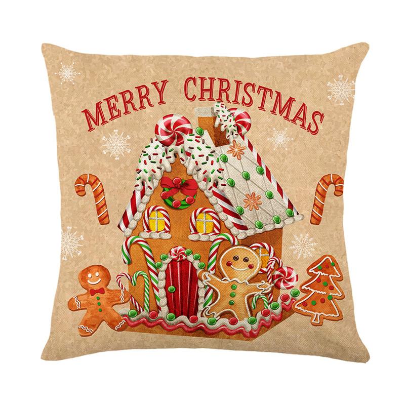 New Christmas Gingerbread Cushion Cover Gingerbread Baked Living Room Seat Decoration Cushion Cover Bedside Cushion