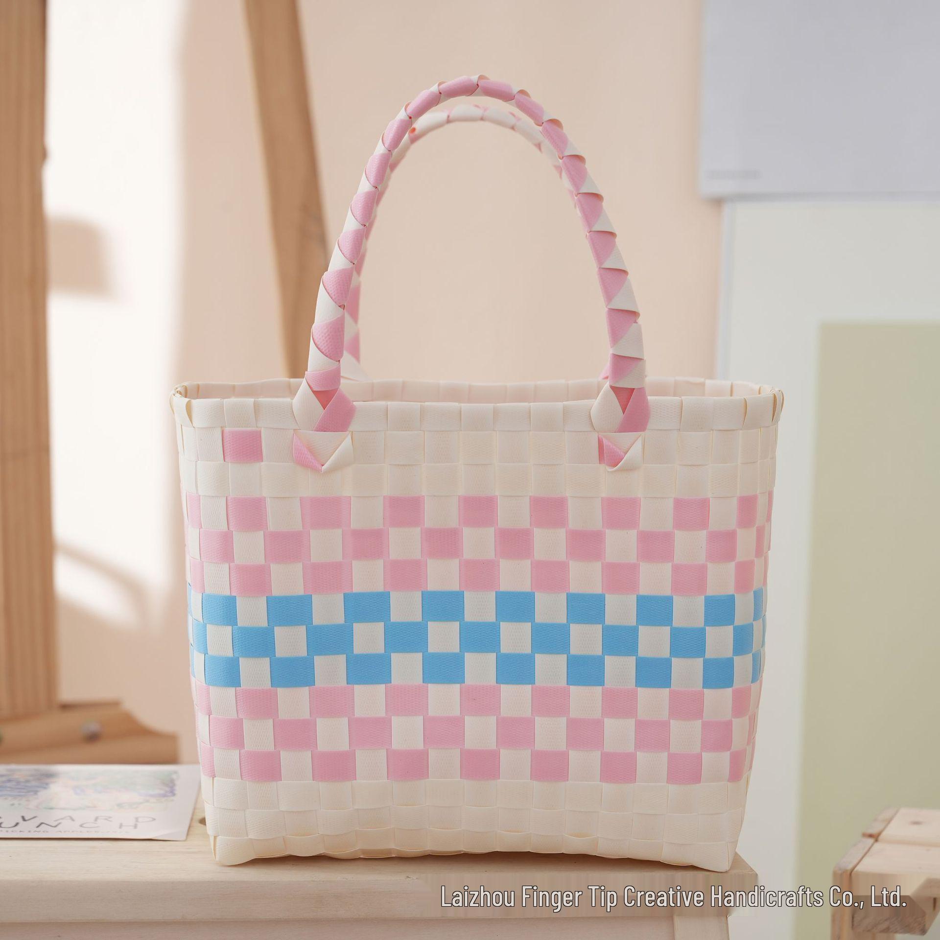 

Красочная мультяшная кошка, большая вместимость, плетеная сумка - Идеально подходит для покупок, пикников и прогулок