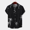 Men's Summer New Loose Print Short Sleeve Shirt Cardigan Beach Shirt