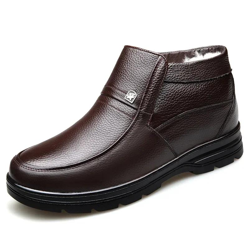 Herrenschuhe Winter Verdicken Warmhalten Herren Casual High-Top Leder Stiefeletten Dick Anti-Rutsch Baumwollschuhe 2025 Stiefel Herren Sneaker